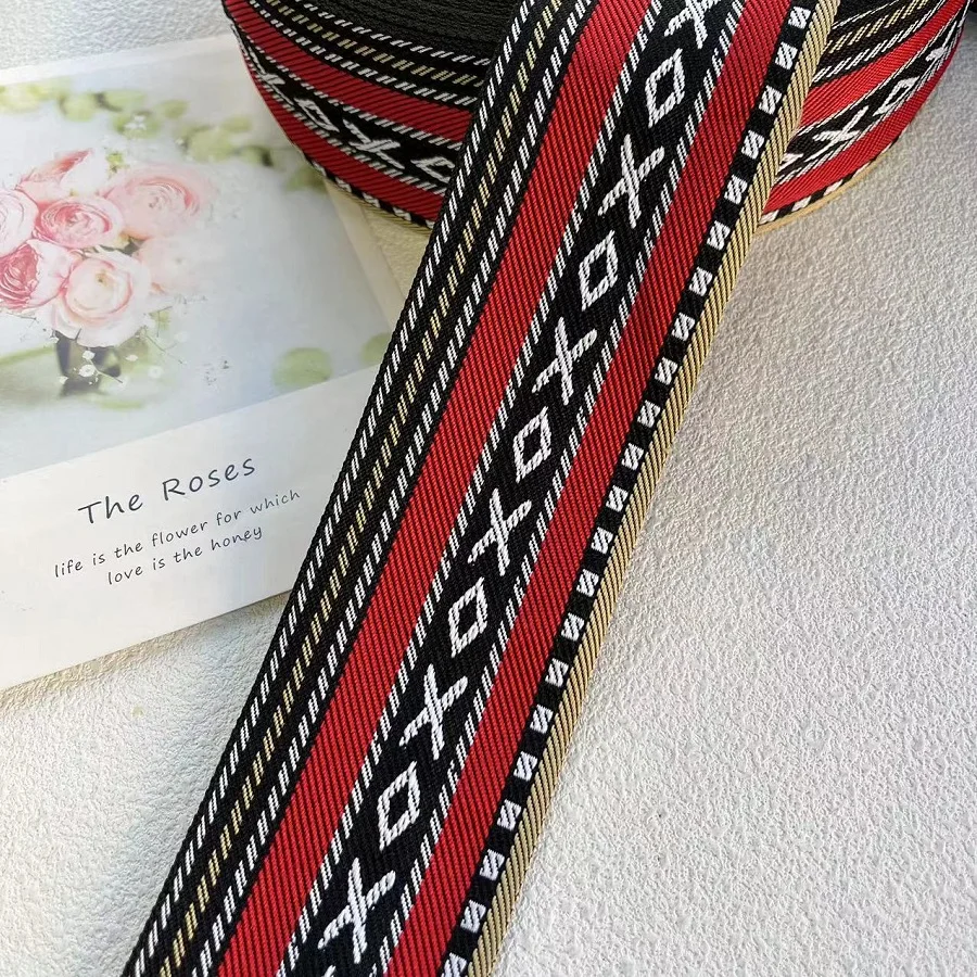 5 Y/lot wide About 6.5 CM Woven Jacquard Ribbon Geometric Flowers For Clothing Accessory ZH-5822