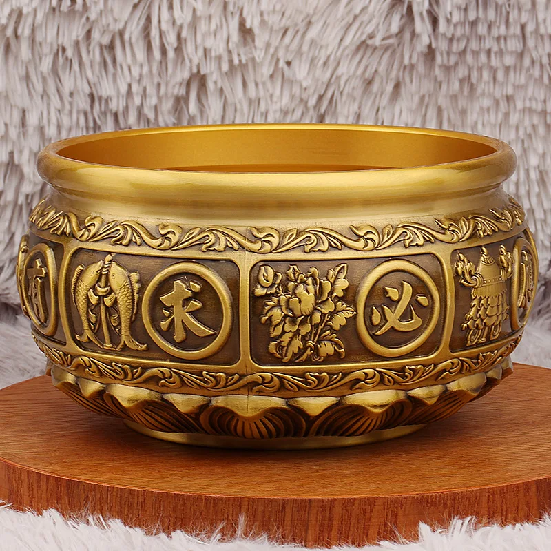 

Brass Treasure Basin Chinese Style Home Entrance Wealth Basin Shop Desktop Decoration Metal Ornament Craft