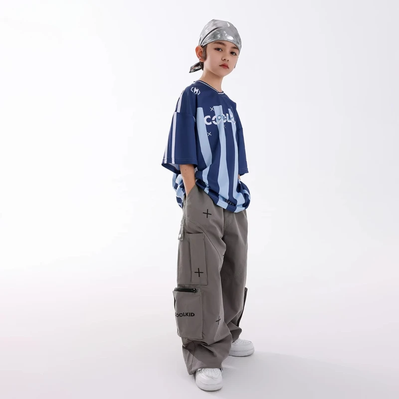 Nuovi ragazzi vestiti Hip Hop Street Dance Fashion Costume maniche corte Top Pantaloni larghi Gruppo Jazz Costumi di performance sul palco