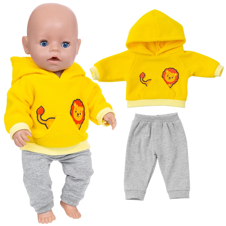 Kawaii Tier-Hoodie-Sweatpants-Anzüge für 16-18 Zoll (45 cm) Babypuppen, Reborn-Babypuppenkleidung, warme Kleidung, Accessoires, Mädchen-Geschenk