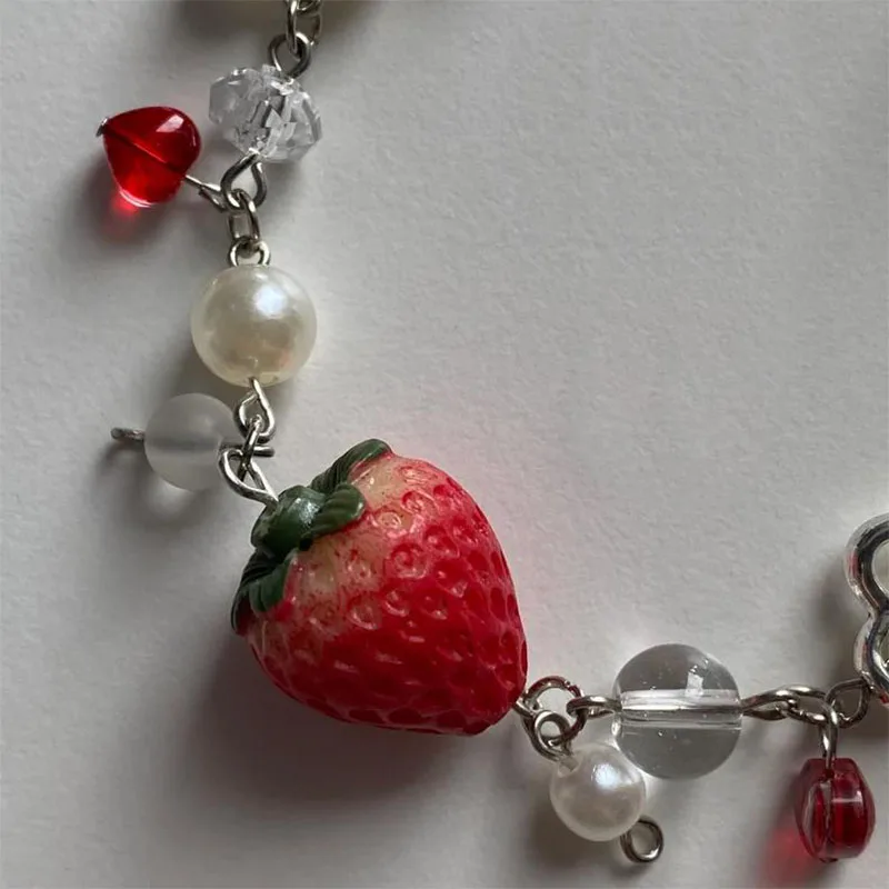 strawberry Charm Bracelet Handmade Y2K