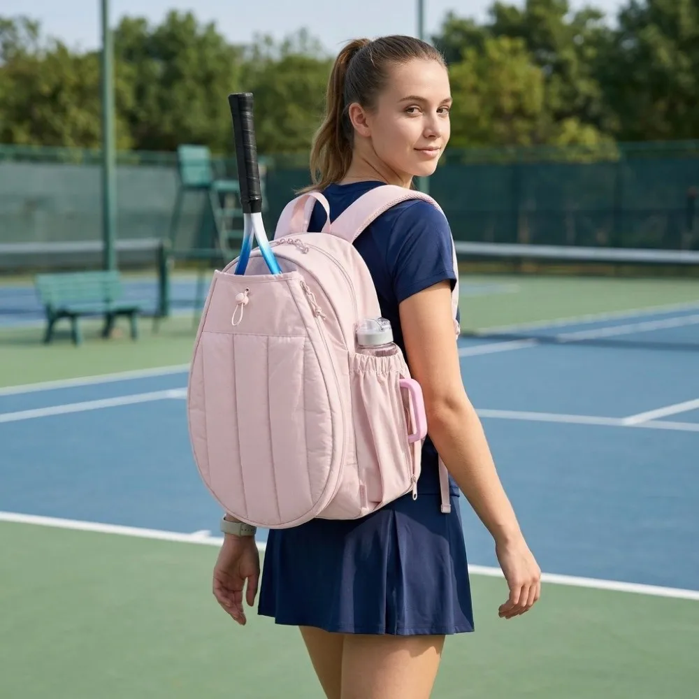 Large Capacity Tennis Backpack Adjustable Waterproof Tennis Racket Bag with Shoes Bag Multi-functional Pickleball Racket Bag
