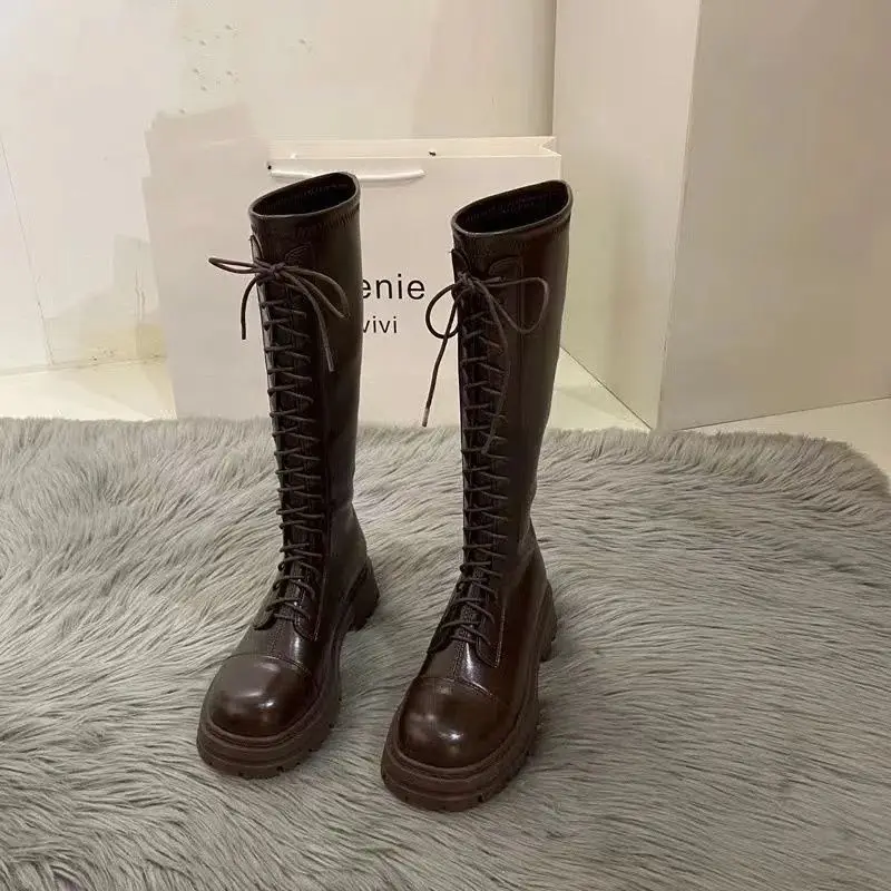 Thick Soled White/black Long Boots For Women's Shoes 2024 New Girls' Autumn/winter Long Leg Knight Boots Low Price Promotion