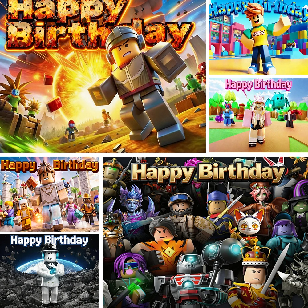 

Blue Roblox Game Theme Background the Boy Girl Gamer Birthday Party Decoration Banner Photography Studio Supplies Backdrop Props