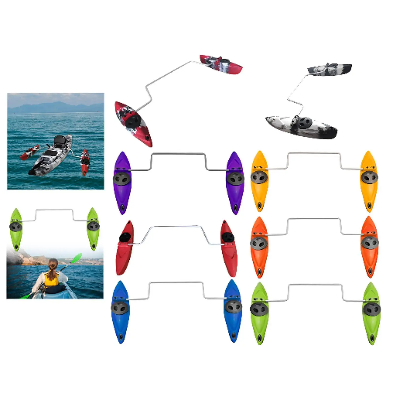 

Kayak Stabilizer Float Stabilizer System Set with Sidekick Arms Rod Standing Float Canoe Accessories for Drifting Fishing