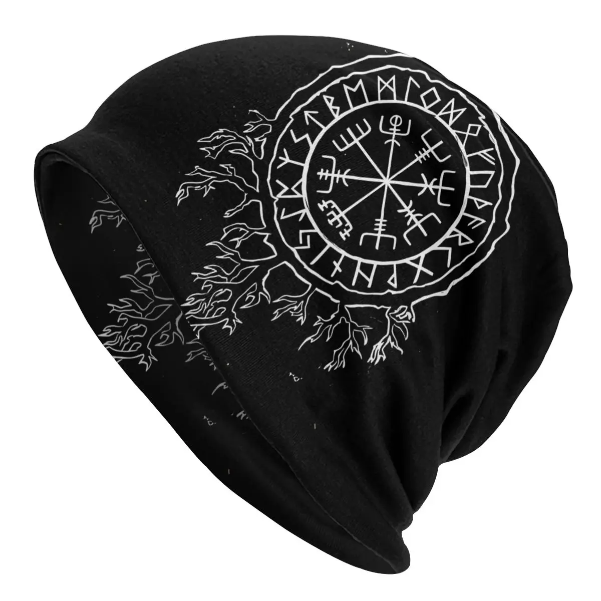 Bonnet Hats Viking Mythology Men Women\'s Thin Skullies Beanies Hat Vegvisir Compass Nordic Futhark Runes Autumn Spring Cap Caps