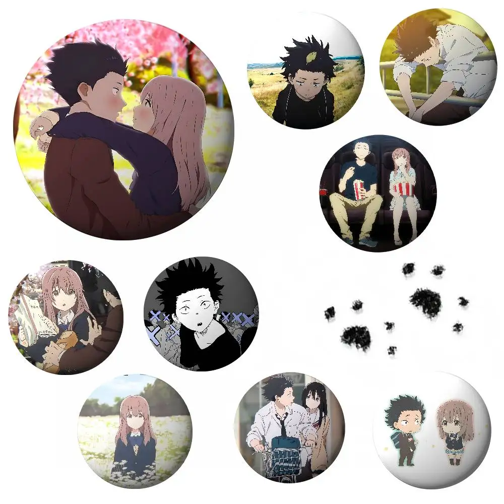 Anime A Silent Voice Minimalistische, exquisite Weißblechbroschen: Elegante Anstecknadeln für Taschenaccessoires, praktisches Souvenir-Geschenk