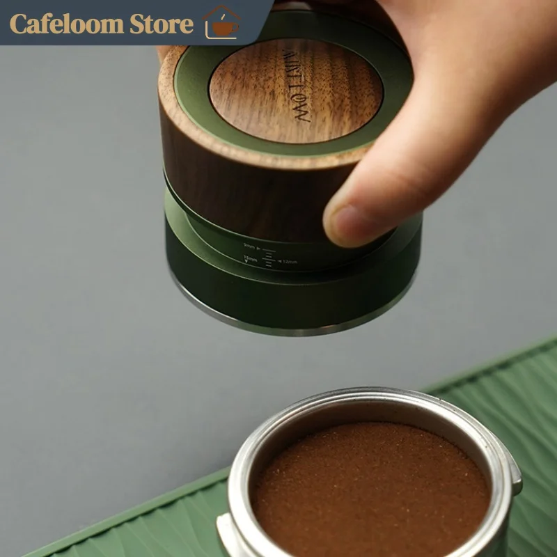 Airflow Gravity Coffee Distributor 58mm Self Adaptive Height Adjustable Walnut Professional Espresso Tool For Home Coffee Bar