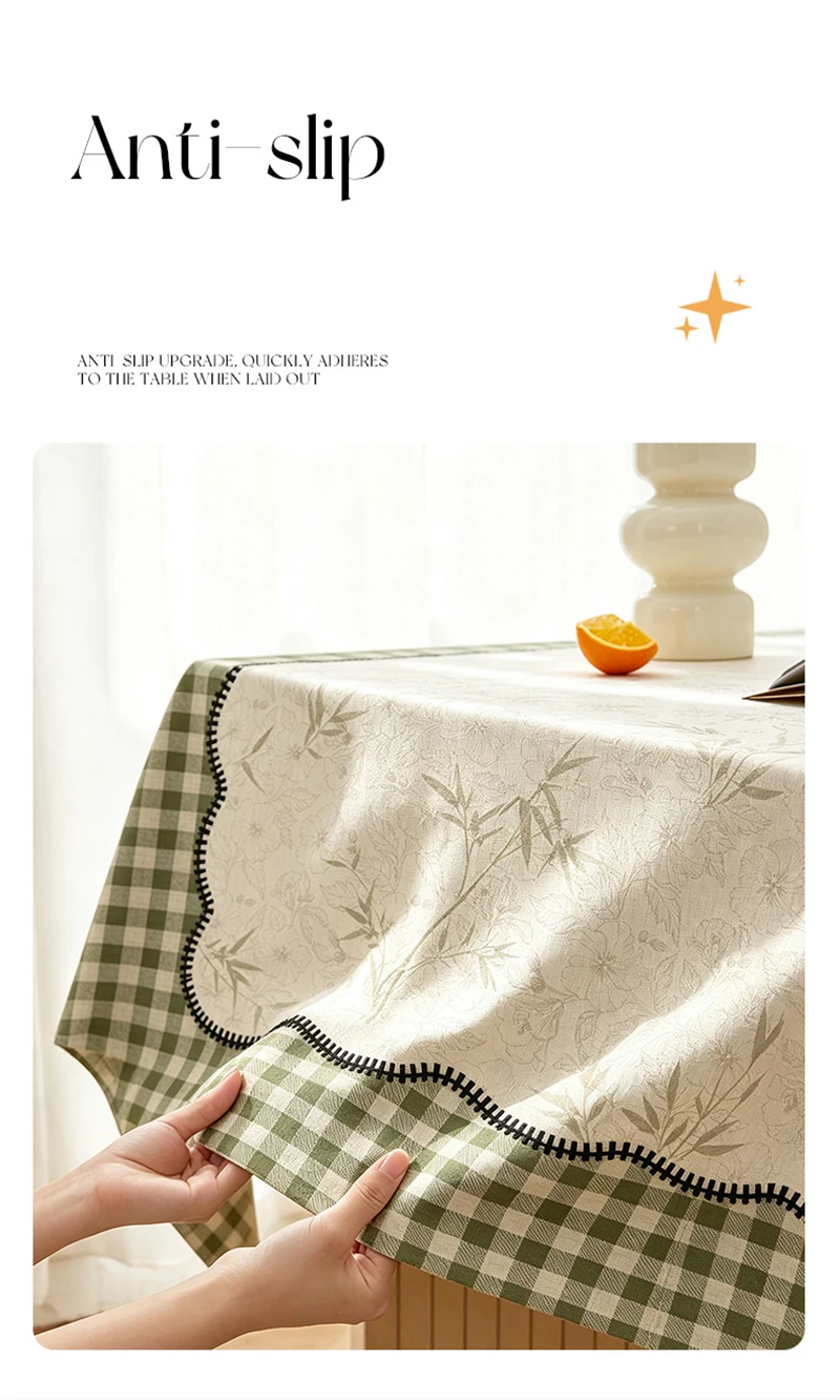 Green Retro Plaid Waterproof Tablecloth High-Quality Pvc Oil-Proof Table Mat for Living Room No-Wash Dining Aesthetic Room Decor