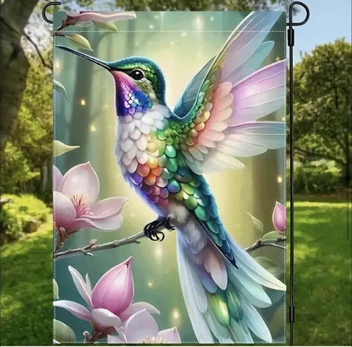 New 12x18 Hummingbird garden Welcome flag beautiful bright summer flag Only JJE DDI GGX