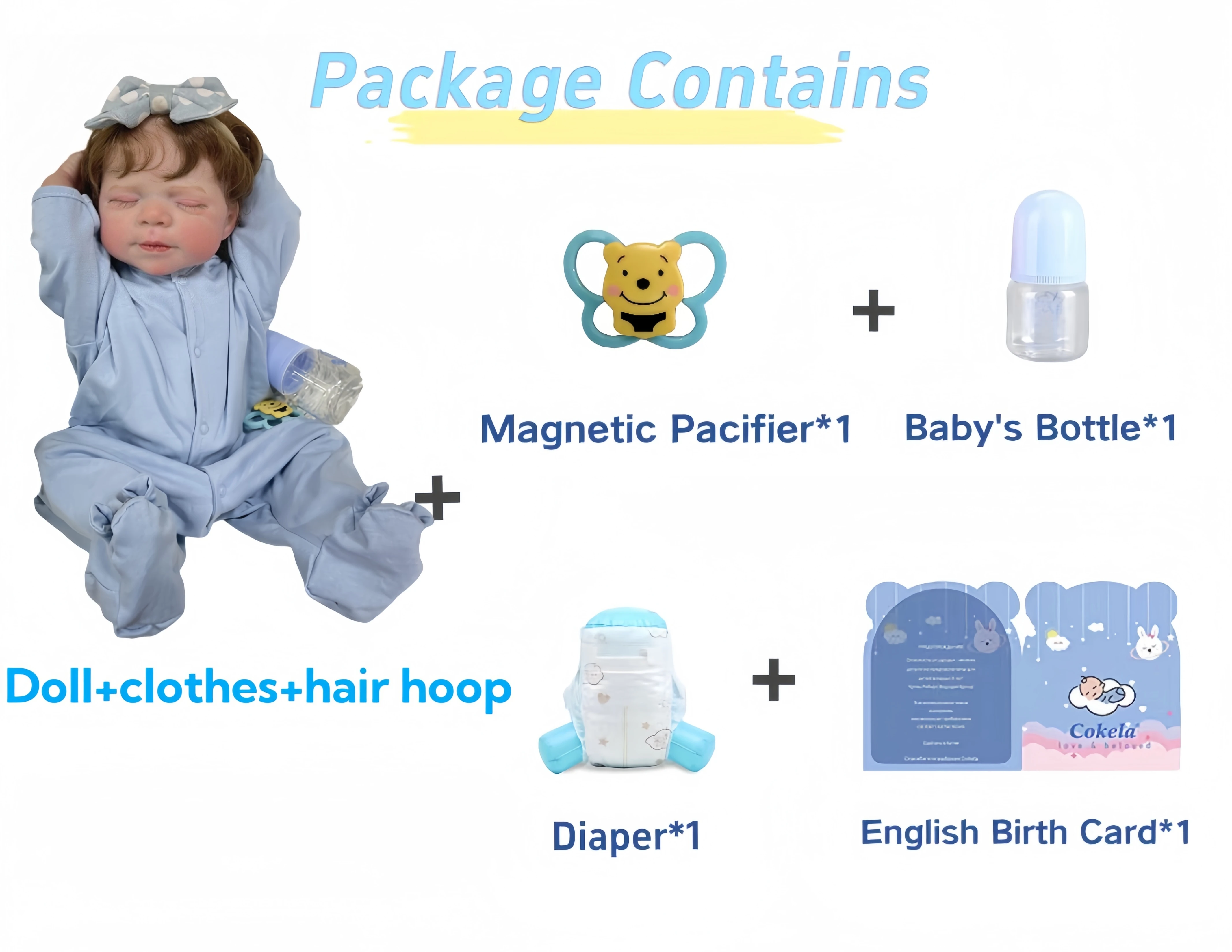 Cokela 50 cm / 20 inch realistische siliconen pasgeboren herboren babypop schattig vinyl pop echt zacht aanvoelend kinderspeelgoedpop nieuwjaarsgeschenken