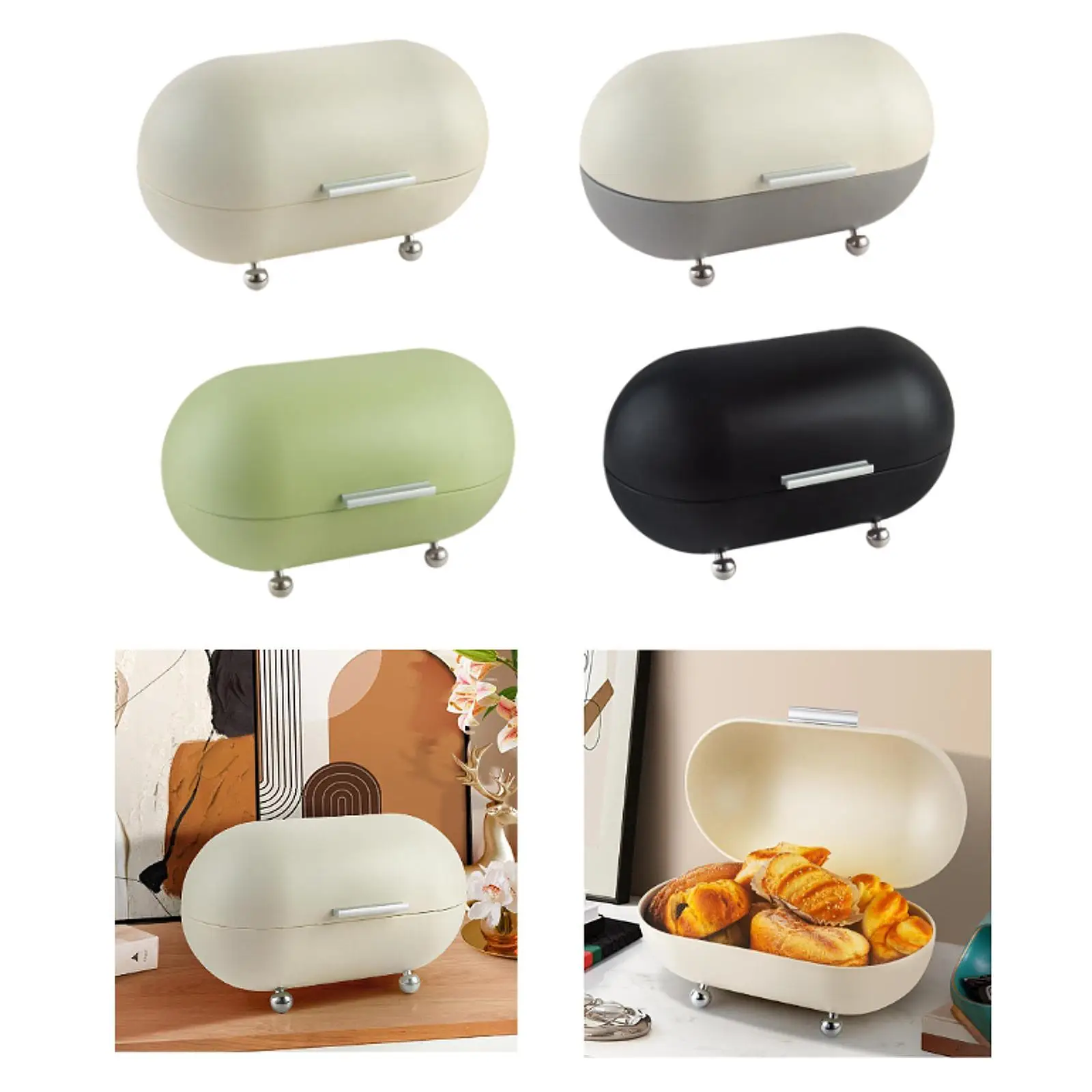 

Metal Bread Box Retro Metal Bread Box Bin for Baked Goods Farmhouse Kitchen