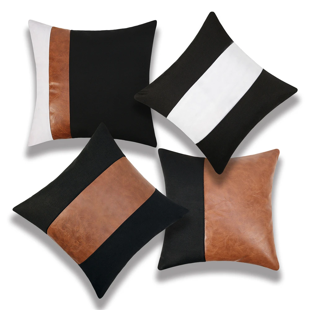 PU Leather Luxury Pillow Case 45*45 Pillowcase Patchwork Pillow Cover Decorative Pillows for Sofa Couch Cushion Cover Home Decor