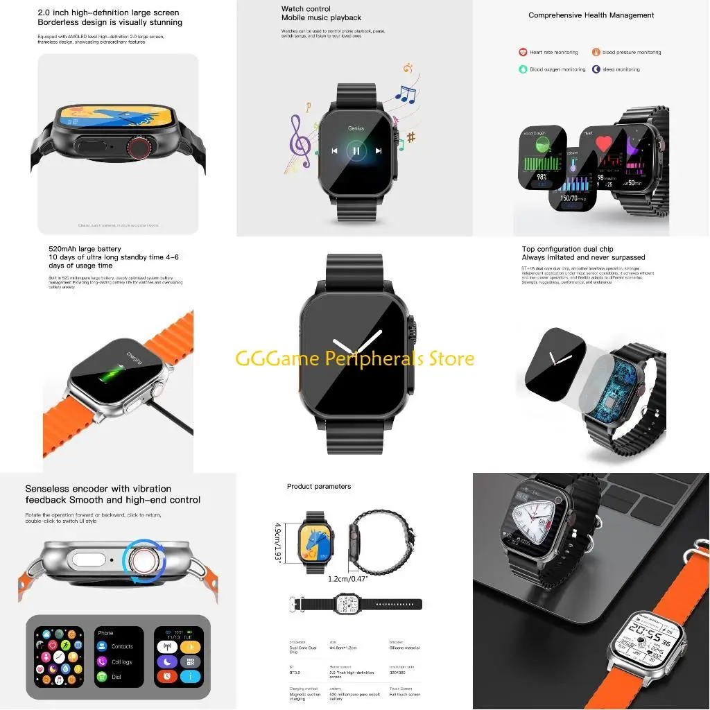 

U55B Watch with Call Function FullTouch Blue tooth Call Smartwatches for Men Women Fitness Heart Rate Monitors