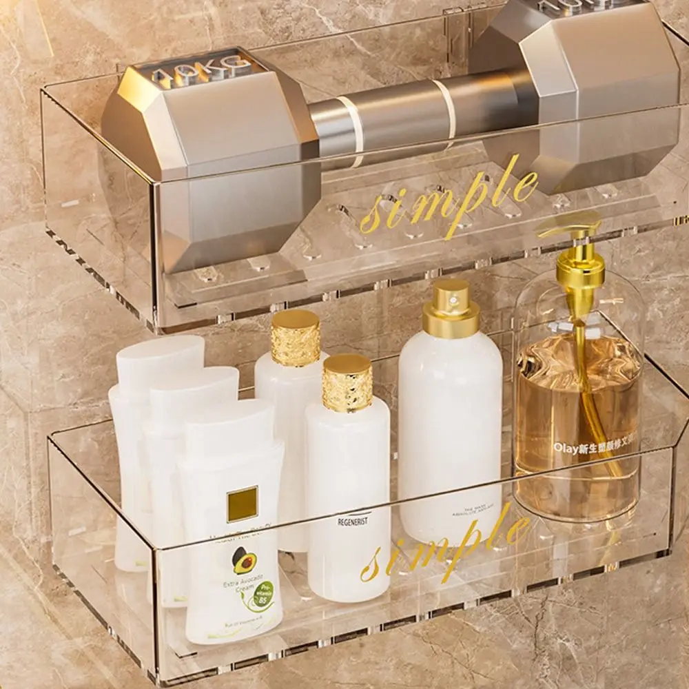 Creative Light Luxury Toilet Storage Rack Transparent Space Saving Cosmetic Organizer Wall Mounted Jewelry Makeup Holder