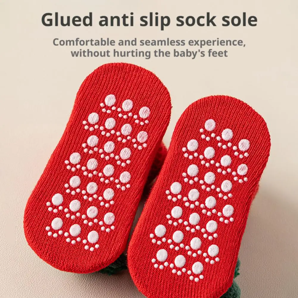 1-3Y الطفل جوارب قطنية الخريف الشتاء سميكة الأحمر الكرتون الطفل الاطفال الجوارب الدافئة الأحمر الطفل السنة الجديدة الجوارب الفتيان الفتيات طفل الجوارب #4