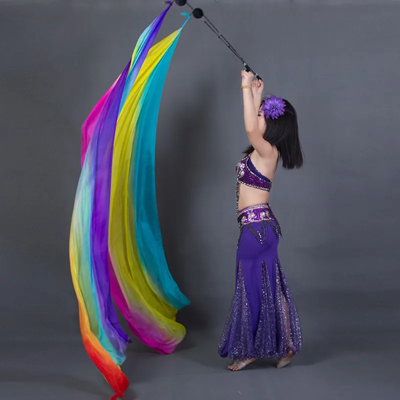 1 paio di palline da lancio Poi velo di seta per danza del ventre da donna Poi Streamer puntelli per spettacoli teatrali costumi da ballo accessori 200x90cm