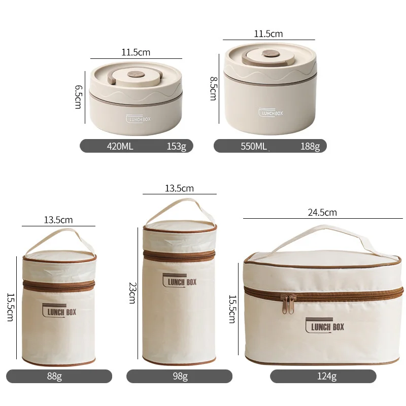 Leakproof Bento Box for Adults with Lunch Bag and Tableware Insulated Stainless Steel Lunch Box High Capacity Portable Snack Box