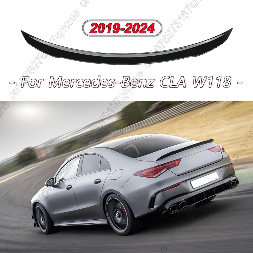 Top Wing For Mercedes-Benz CLA W118 C118 CLA250 CLA200 CLA220 2019-2024 Gloss Black Rear Boot Trunk Spoiler Wing Accessories