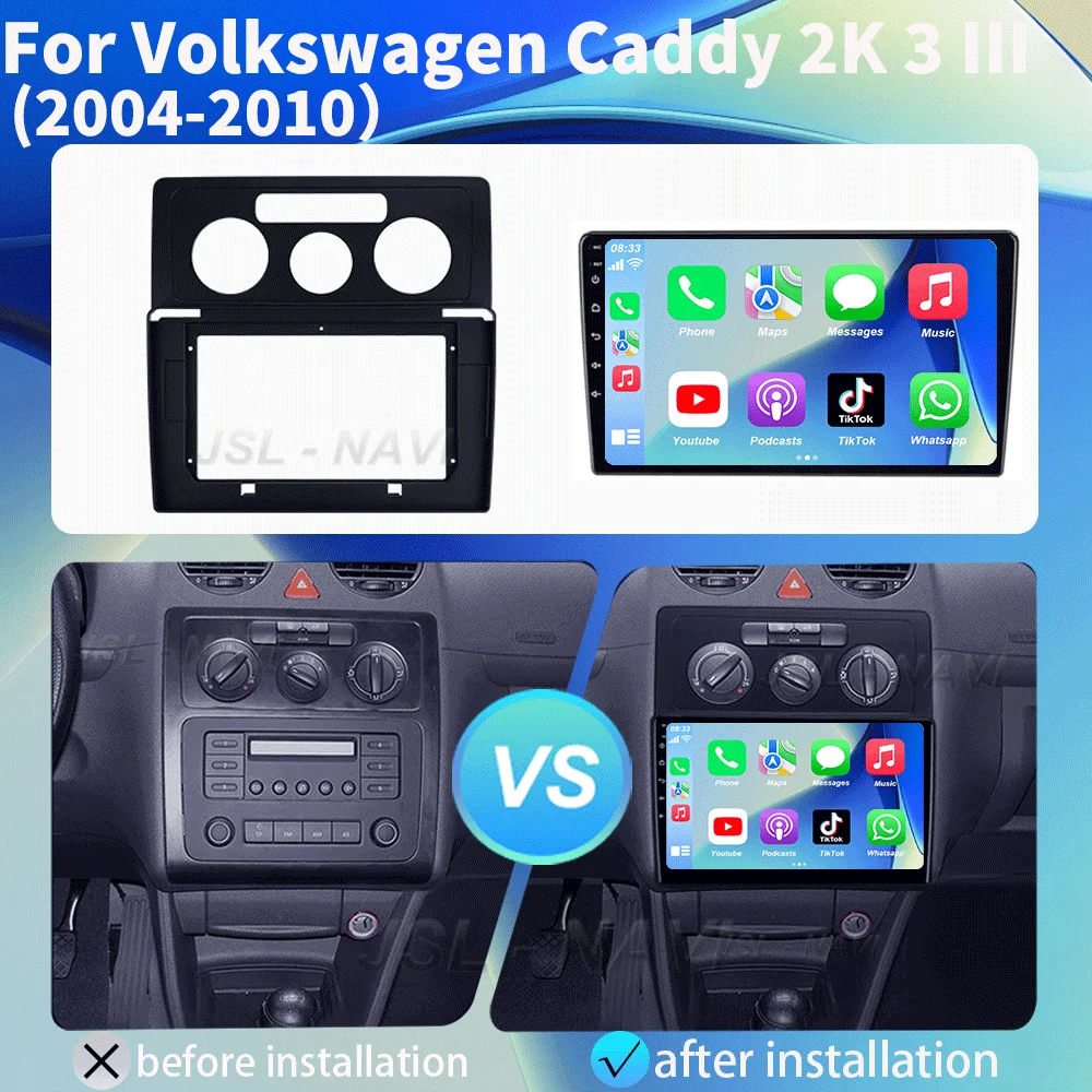 Car Radio Android 16 Carplay Auto For Volkswagen Caddy 2K 3 III 2004 - 2010 Navigation 2Din DSP Video Player Head Unit BT Stereo