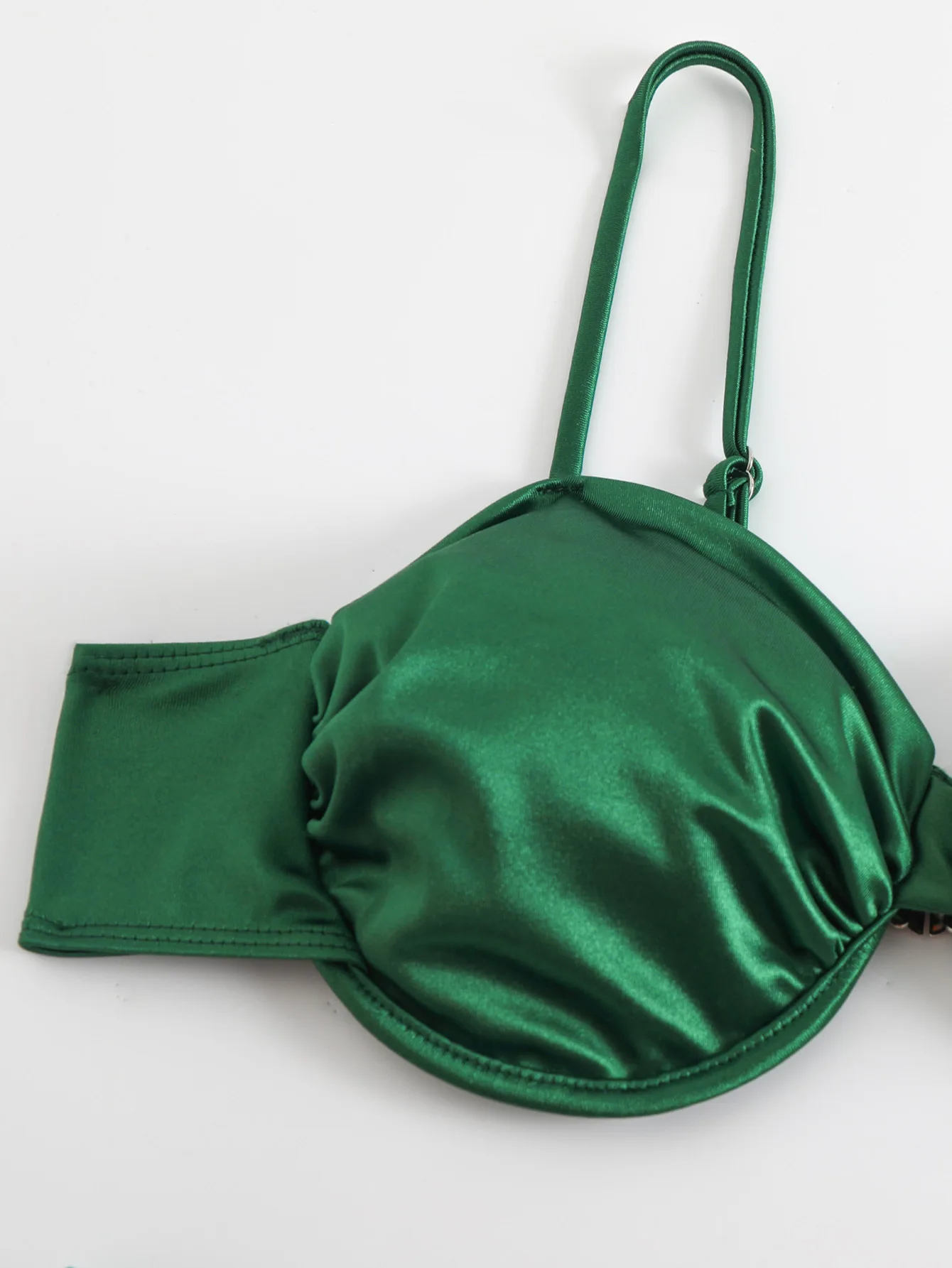 sexy satin push up bikinis sets two pieces green plain high waist swimsuit Swimwear conjunto de bikini tankini beachwear biquini