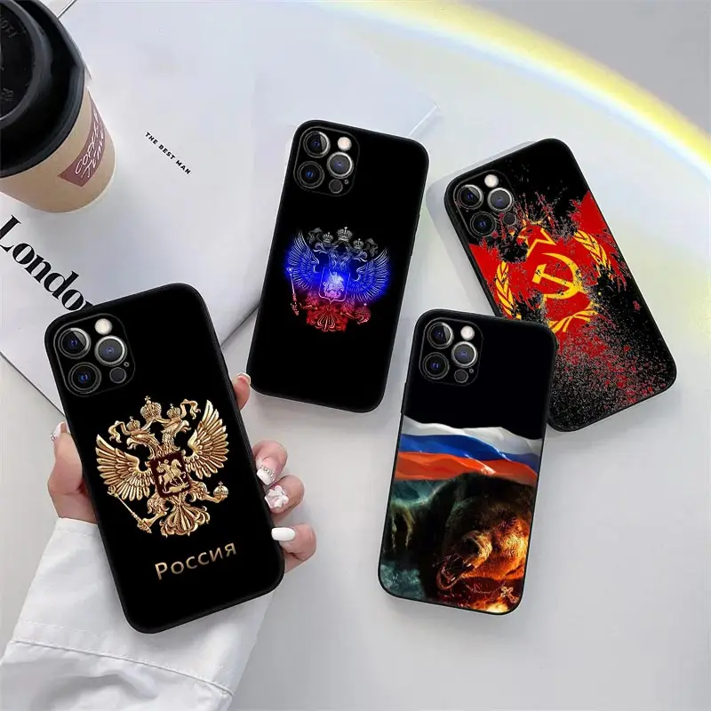 Russia USSR CCCP Flag Phone Case for iPhone 11 15 Pro Max Case Coque 14 Plus 13 Pro 12 11 X XS XR 6s 7 8 SE 2020 TPU Soft Cover