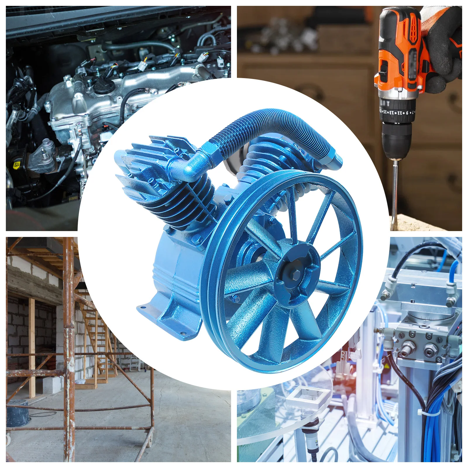

Blue Air Compressor Pump Head V-0.6, 2-Cylinder 4KW Pump Head 175 PSI for 8-11 CFM, Cast Iron Air Compressor Replacement
