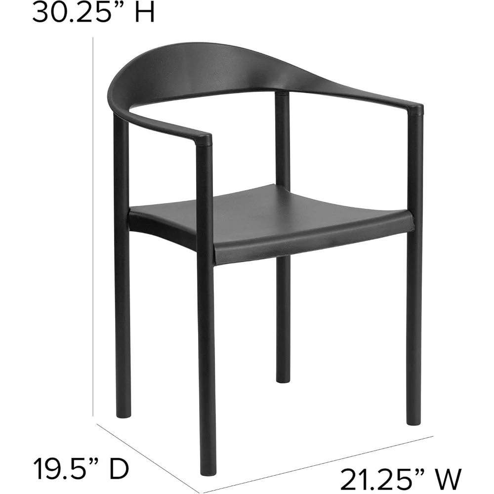 1000 lb. Capacity Black Plastic Cafe Stack Chair