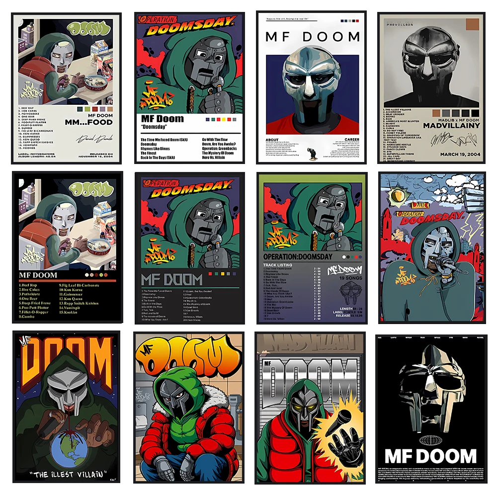 Hip Hop Rapper MF Doom Art Poster, Music Album Cover Printing Image Canvas Wall Art, Used for Room Wall Decoration, Frameless