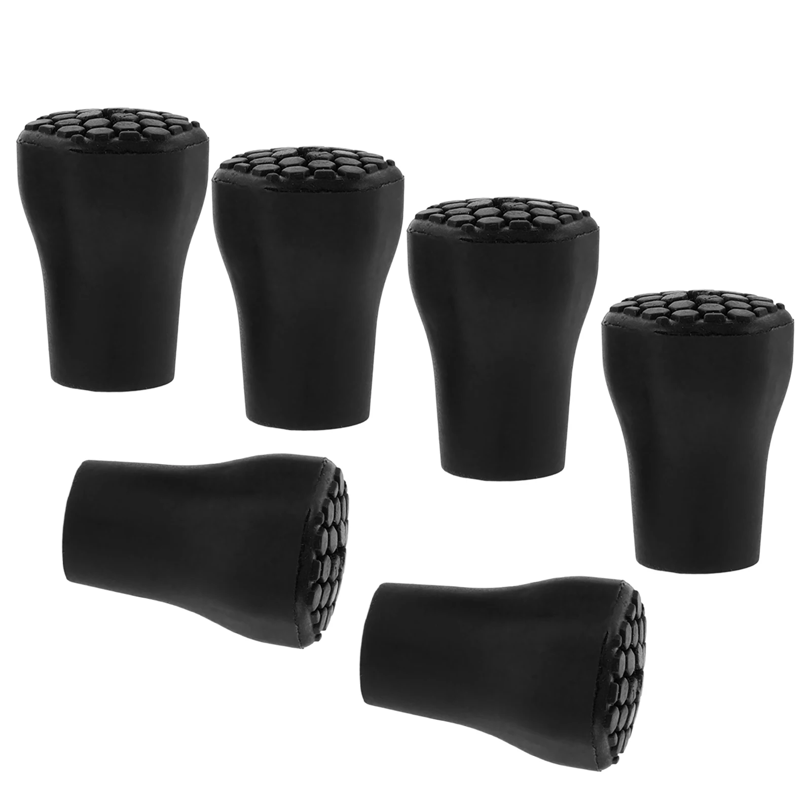 

6pcs Trekking Pole Tips Replacement Non skid Hiking Poles Protectors Black Plastic Walking Stick Accessories Lightweight Durable
