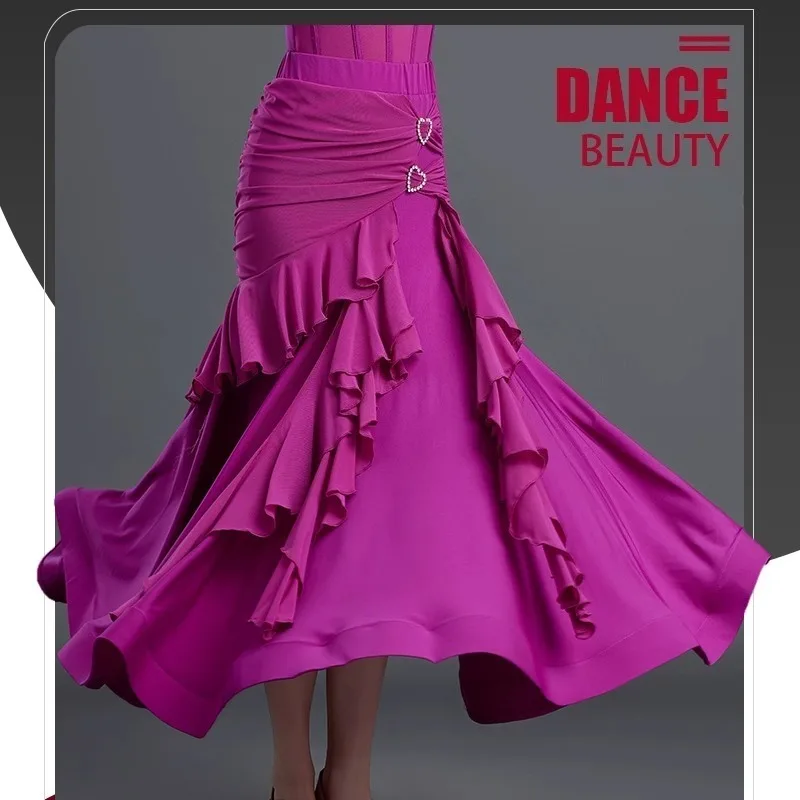 Robe de danse moderne personnalisée, jupe mi-longue pour femmes, nouvelle jupe de compétition de valse de danse Standard national