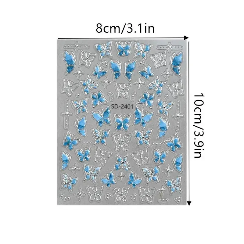 هلام فراشة مسمار الفن ملصق الرغبة النقية نمط 3D فراشة تنقش مسمار ملصق حالمة فراشة مسمار DIY الزخرفية