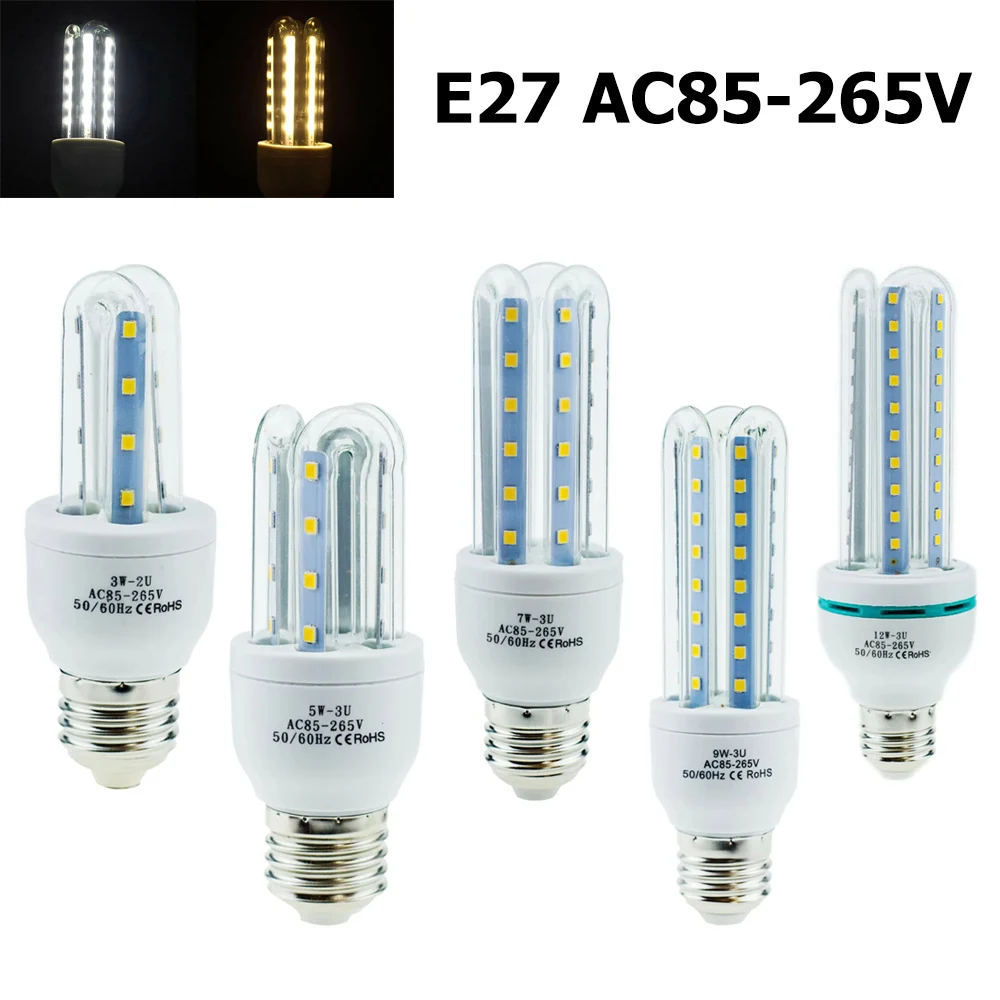 

LED Corn Light Bulb U Tube 220V 240Vhome Energy Saving SMD2835 For Pendant Home Lamps 360° Cool 6000K Warm 3000K Vintage