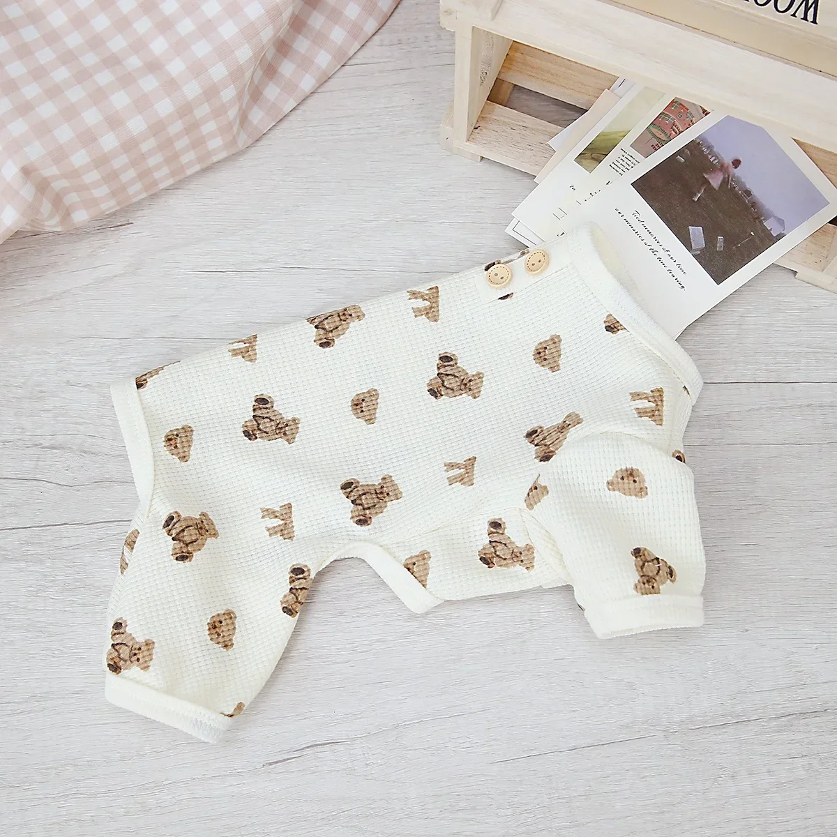 INS Spring/Summer Pet Waffle Tank Top Dog Four Legged Clothing Pet Clothing Cat Dog Clothing Little Bear Four Legged Homewear