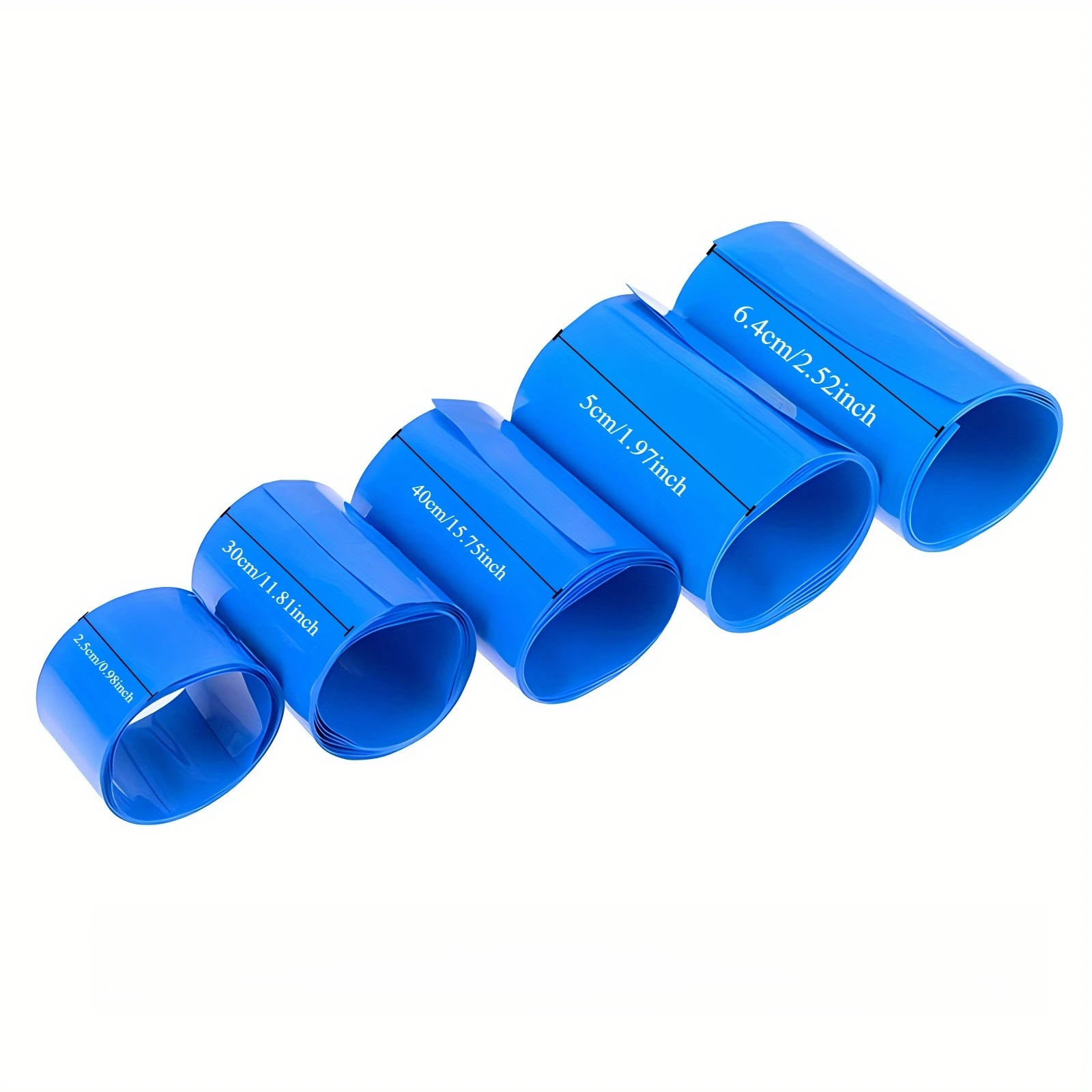 18650 21700 26650 Lipo Battery PVC Heat Shrink Tube Pack 25mm ~ 300mm Width Insulated Film Wrap lithium Case Cable Sleeve Blue view 2