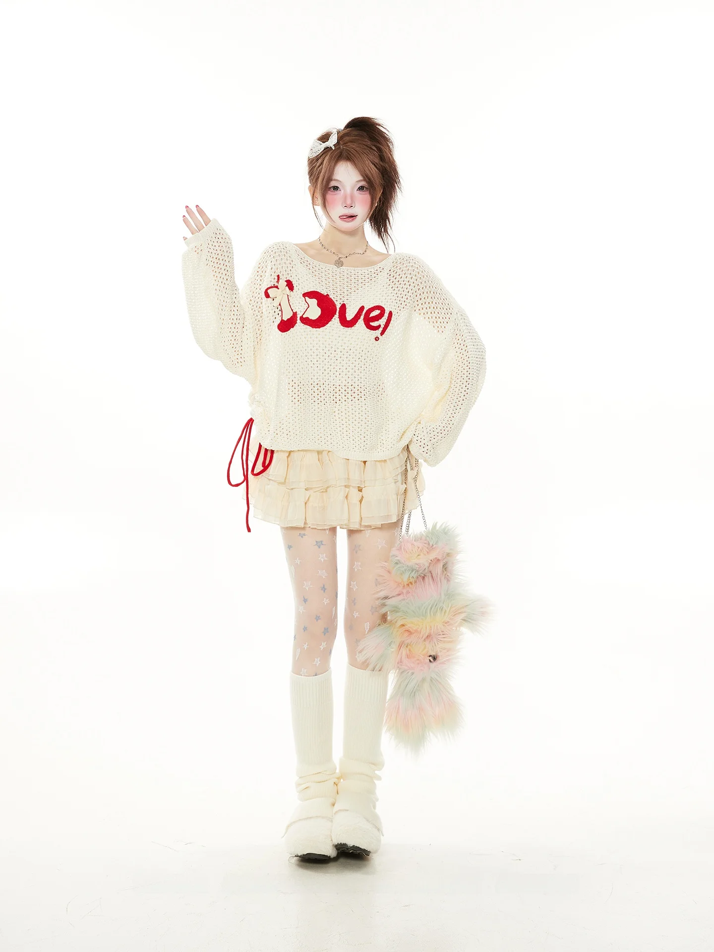 

Sweet Sle Knitted Mask irt Women's Summer Thin ort Loose Fit Big Collar Hollow Hook Flower Unique Beautiful Top