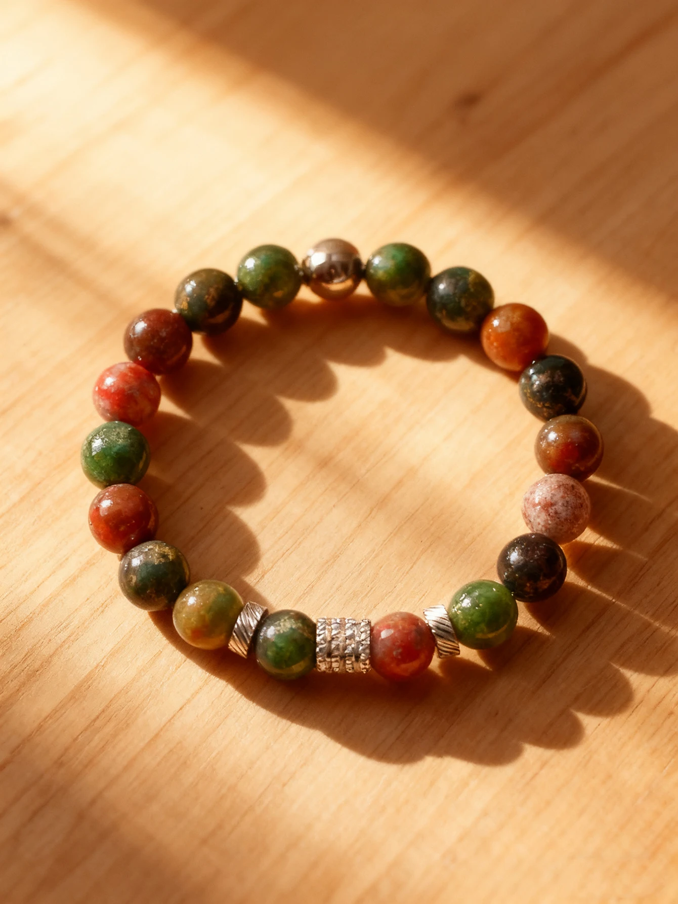 10 مللي متر العقيق الهندي الخرز سوار الفولاذ المقاوم للصدأ خرزة مباعدة اسطوانة الخرز للطاقة الإيجابية شفاء وحماية مجوهرات جديد #6