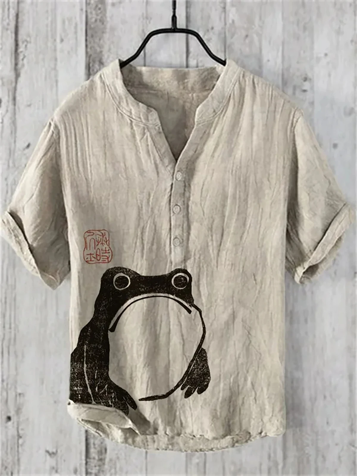 Camicia di lino Vintage da uomo di moda camicia a maniche corte da vacanza da uomo camicia Casual da spiaggia Hip Hop da strada allentata 100% lino