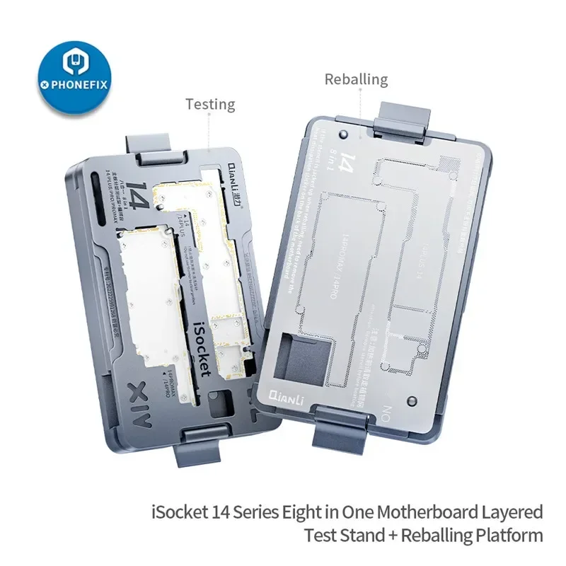 QIANLI iSocket Motherboard Test Fixture Holder for iPhone 15 14 13 12 12mini 11 Pro Max Logic Board IC Chips Function Tester