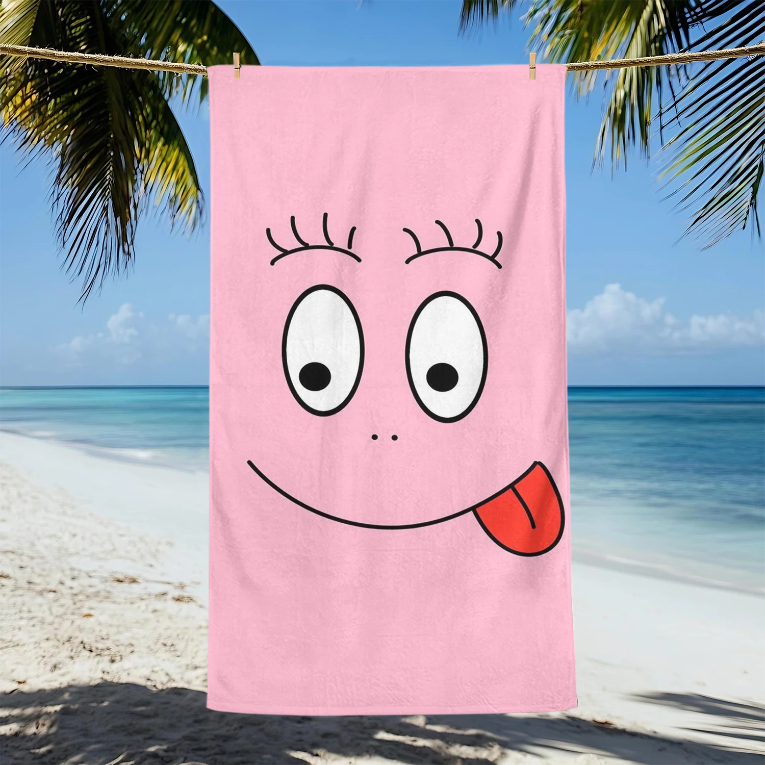 Cute B-Barbapapa Cartoon Quick Dry Beach Towel Soft Large Size For Pool Gym Travel Shower Camping Sports