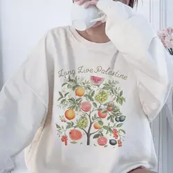 Sudadera con estampado de frutas de Palestina, jersey de manga larga con cuello redondo y estampado de árbol de Olivo