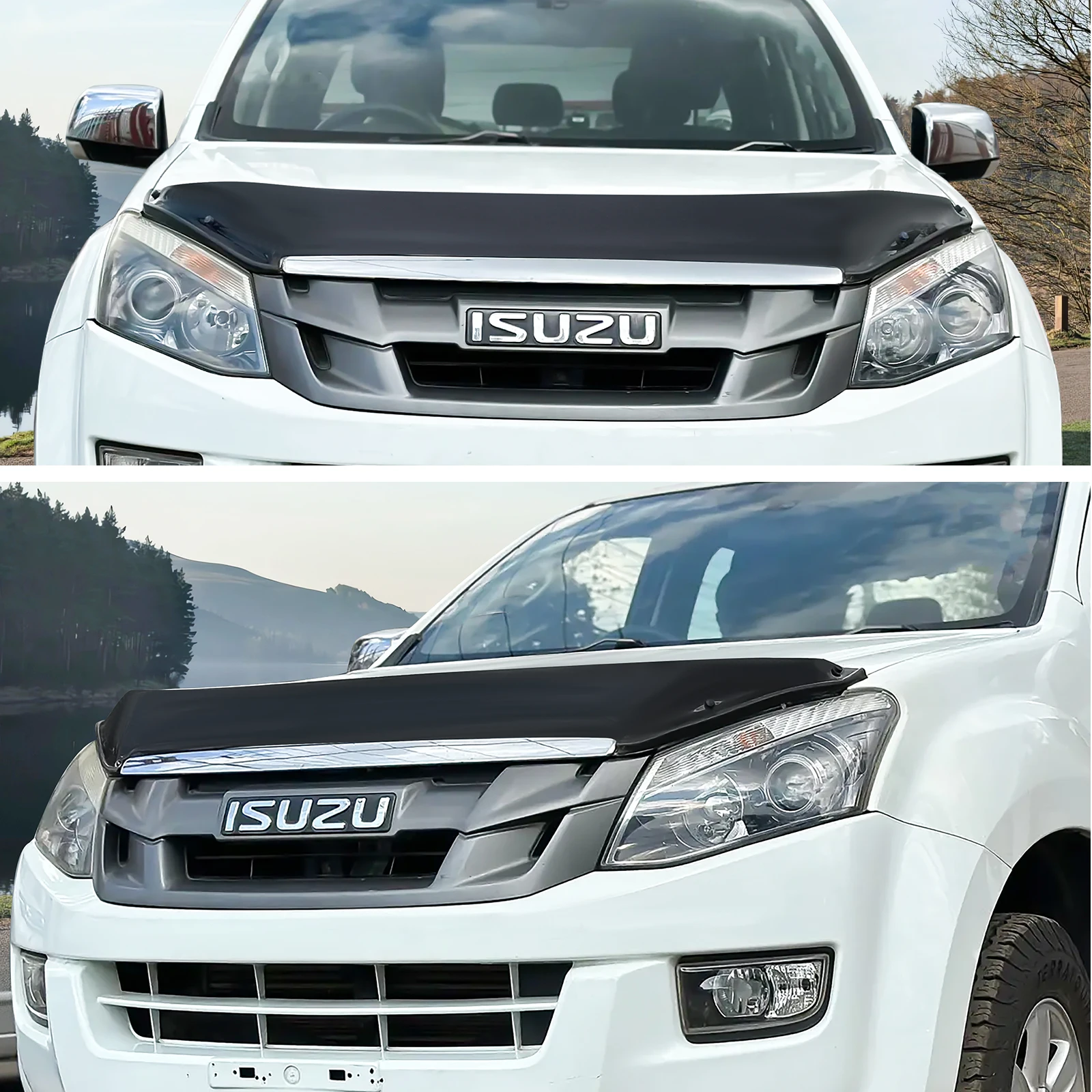 Picture 7: 1PC Bug Shield Scoop Hood Bonnet Guard For Isuzu D-max Dmax 2012 2013 2014 2015 Deflector Protector Trim Car Exterior Accessorie