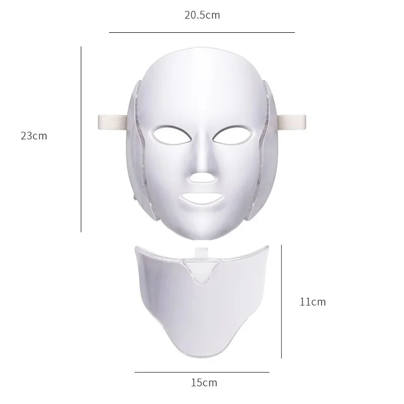 LED光線療法マスク,7色,首の美容器具,肌の若返り,にきびの引き締め,しわ防止