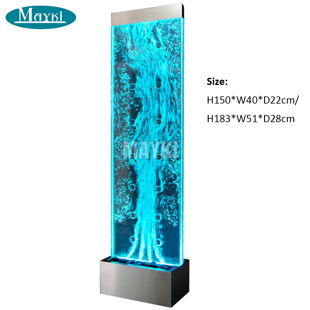 Personalizzazione. Fontana per interni Tenda per acqua a cascata Pannello per acqua da parete a bolle acriliche sensoriali Tubo a bolle a LED