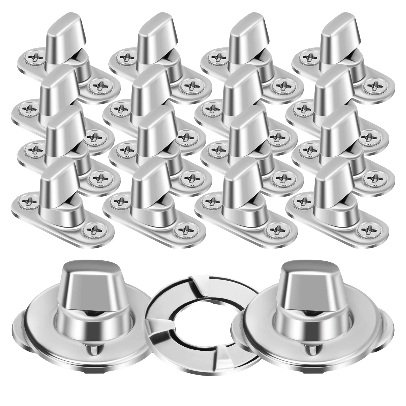 

20 Sets Turn Button Fasteners Galvanized Iron Tarp Grommet Mounting Screws For Boats Caravans Rvs Marine Canvas Applications