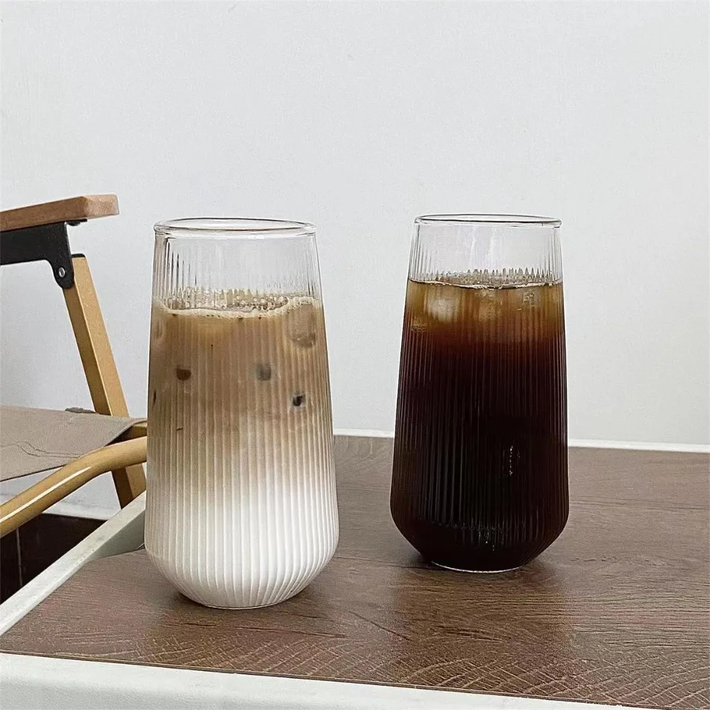 1PCS Heat-Resistant Vertical Clear Glass Coffee Cup High Borosilicate Water Milk Beer Juice Tea Cup Home Party