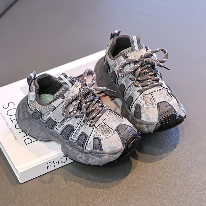 Children Mesh Sneakers New Boys Girls Patchwork Chunky Sneakers for Outdoor Running Breathable Causal Kids School Sports Shoes