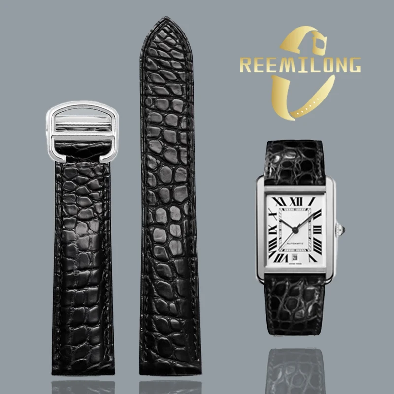 Alligator watch strap for BALLON BLEU DE CARTIER 14 16 17 18 19 20 22 23 24 25mm black brown blue men women Crocodile  watchband