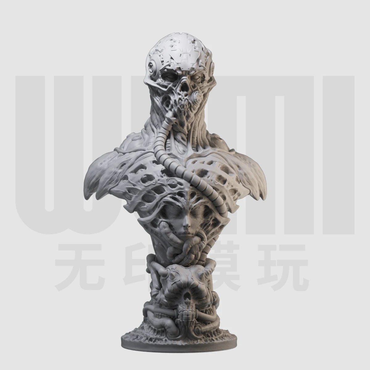 

1/10 Hell Steel Head Skull Bust Fantasy Character Resin White Mold GK figure Model