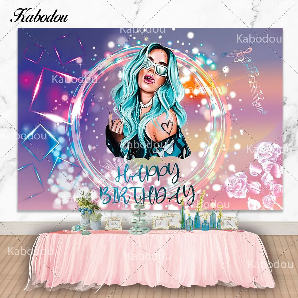 Kabodou Karol G Backdrop Girls Birthday Party Background Super Singer Star Photo Decoration Banner Booth Props